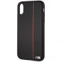 BMW Carbon Red Stripe Hard case kryt pro iPhone XR - černý