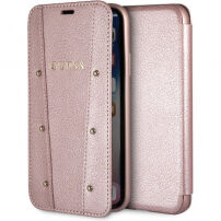 Guess Kaia Book case pouzdro pro iPhone X / XS - růžově zlaté