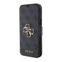 Guess 4G Metal Logo flipové pouzdro pro iPhone 15 Plus - šedé