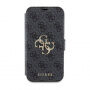 Guess 4G Metal Logo flipové pouzdro pro iPhone 15 Plus - šedé
