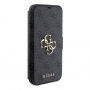 Guess 4G Metal Logo flipové pouzdro pro iPhone 15 Plus - šedé
