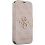 Guess 4G Metal Logo flipové pouzdro pro iPhone 15 Pro - růžové