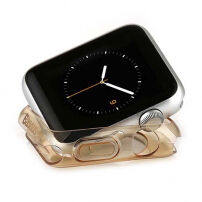 BASEUS ultra tenké gumové pouzdro pro Apple Watch 42mm (tl. 0,65mm) - zlatě průhledné