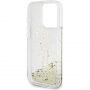 Guess Liquid Glitter Gold Stripe kryt pro iPhone 15 Pro Max - čirý