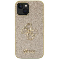 Guess Fixed Glitter 4G Metal Logo třpytivý kryt pro iPhone 13 - zlatý