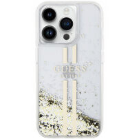 Guess Liquid Glitter Gold Stripe kryt pro iPhone 14 Pro Max - čirý