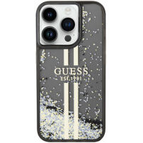 Guess Liquid Glitter Gold Stripe kryt pro iPhone 15 Pro Max - šedý