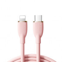 JOYROOM SA29-CL3 silikonový datový a rychlonabíjecí kabel 30W USB-C / Lightning pro iPhone / iPad / iPod / AirPods - 2 m - růžový