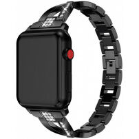 Kovový řemínek posázený kamínky pro Apple Watch Ultra 49mm / 46mm / 45mm / 44mm / 42mm - černý