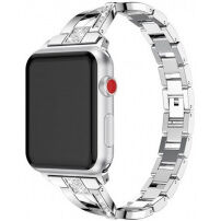 Kovový řemínek posázený kamínky pro Apple Watch 42mm / 41mm / 40mm / 38mm - stříbrný