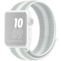 Nylonový řemínek s proužky pro Apple Watch 42mm / 41mm / 40mm / 38mm - šedobílý