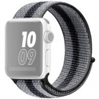 Nylonový řemínek s proužky pro Apple Watch Ultra 49mm / 46mm / 45mm / 44mm / 42mm - šedočerný