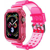 Odolné pouzdro s transparentním řemínkem pro Apple Watch 41mm / 40mm / 38mm - neonově růžové