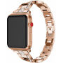 Kovový řemínek posázený kamínky pro Apple Watch Ultra 49mm / 46mm / 45mm / 44mm / 42mm - růžovozlatý