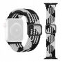 Řemínek s copánkovým vzorem pro Apple Watch 42mm / 41mm / 40mm / 38mm - bíločerný