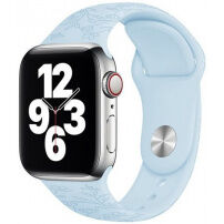 Silikonový řemínek se vzorem květin pro Apple Watch Ultra 49mm / 46mm / 45mm / 44mm / 42mm - pastelově modrý