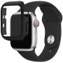 Silikonový řemínek s pouzdrem s tvrzeným sklem pro Apple Watch 38mm - černý