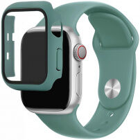 Silikonový řemínek s pouzdrem s tvrzeným sklem pro Apple Watch 38mm - petrolejový