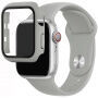 Silikonový řemínek s pouzdrem s tvrzeným sklem pro Apple Watch 38mm - šedý