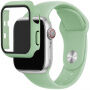 Silikonový řemínek s pouzdrem s tvrzeným sklem pro Apple Watch 38mm - pastelově zelený