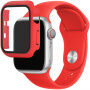 Silikonový řemínek s pouzdrem s tvrzeným sklem pro Apple Watch 38mm - červený