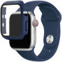 Silikonový řemínek s pouzdrem s tvrzeným sklem pro Apple Watch 38mm - tmavě modrý