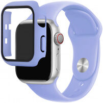 Silikonový řemínek s pouzdrem s tvrzeným sklem pro Apple Watch 38mm - fialový