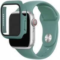 Silikonový řemínek s pouzdrem s tvrzeným sklem pro Apple Watch 41mm / 40mm - petrolejový