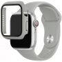 Silikonový řemínek s pouzdrem s tvrzeným sklem pro Apple Watch 41mm / 40mm - šedý