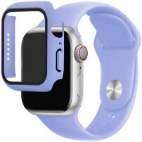 Silikonový řemínek s pouzdrem s tvrzeným sklem pro Apple Watch 41mm / 40mm - fialový