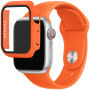 Silikonový řemínek s pouzdrem s tvrzeným sklem pro Apple Watch 45mm / 44mm - oranžový