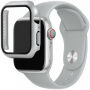 Silikonový řemínek s pouzdrem s tvrzeným sklem pro Apple Watch 45mm / 44mm - světle šedý