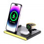 C27 3v1 skládací bezdrátový stojánek s podsvícením pro iPhone / Apple Watch / AirPods - 15W - černý