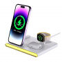 C27 3v1 skládací bezdrátový stojánek s podsvícením pro iPhone / Apple Watch / AirPods - 15W - bílý
