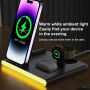 C27 3v1 skládací bezdrátový stojánek s podsvícením pro iPhone / Apple Watch / AirPods - 15W - bílý
