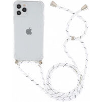 Transparentní kryt se šňůrkou pro iPhone 12 / 12 Pro - bíločerný