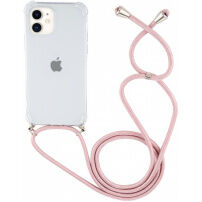 Transparentní kryt se šňůrkou pro iPhone 12 mini - růžový