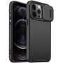 Matný kryt s posuvnou krytkou kamery pro iPhone 12 Pro Max - černý