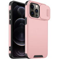 Matný kryt s posuvnou krytkou kamery pro iPhone 12 Pro Max - růžový