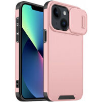 Matný kryt s posuvnou krytkou kamery pro iPhone 13 / 14 - růžový