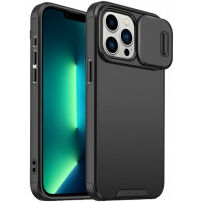 Matný kryt s posuvnou krytkou kamery pro iPhone 13 Pro - černý