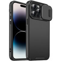 Matný kryt s posuvnou krytkou kamery pro iPhone 14 Pro Max - černý