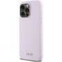 DKNY Silver Metal Logo silikonový kryt s MagSafe pro iPhone 15 Pro Max - růžový