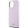 DKNY Silver Metal Logo silikonový kryt s MagSafe pro iPhone 15 Pro Max - růžový