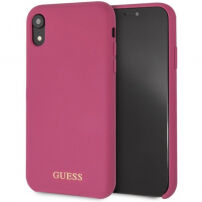 Guess Silicone Gold Logo case kryt pro iPhone XR - růžový