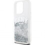 DKNY Liquid Glitter Arch Logo kryt pro iPhone 14 Pro Max - stříbrný