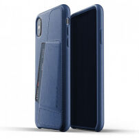 Mujjo Full Leather Wallet pouzdro pro iPhone XS Max - modré