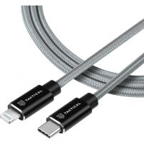 Tactical Fast Rope Aramid nabíjecí a datový kabel USB-C / Lightning - MFI pro iPhone / iPad / iPod / AirPods - 30 cm - šedý