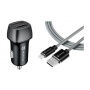 Tactical Field Plug Dual set autonabíječky 12W 2x USB-A s USB-A / Lightning kabelem - MFi pro iPhone / iPad - 30 cm - šedá