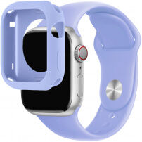 Silikonový řemínek se silikonovým pouzdrem pro Apple Watch 45mm / 44mm - fialový